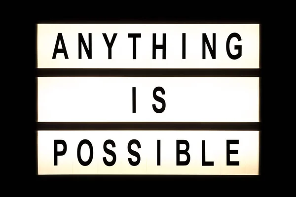 Anything is possible hanging light box — Stock Photo, Image