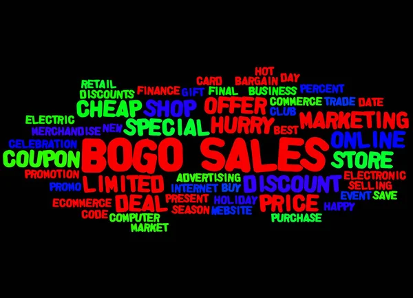 Concepto de nube de palabras de ventas BOGO 4 — Foto de Stock