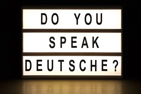 Do you speak Deutsche light box sign board — Stock Photo, Image