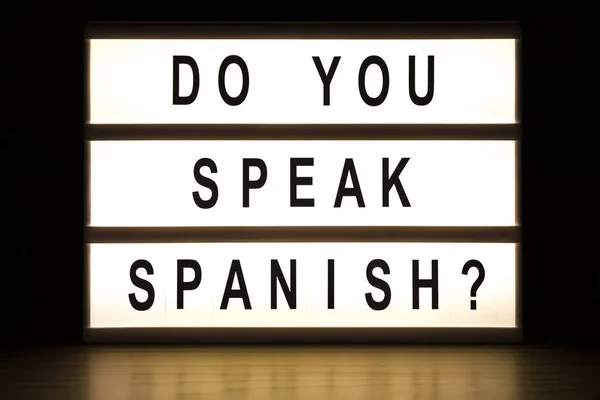 Spreekt u Spaans lichtbak teken boord — Stockfoto