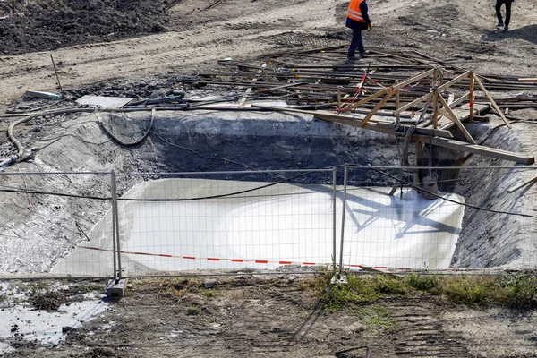 Lavage temporaire du béton sur le chantier — Photo