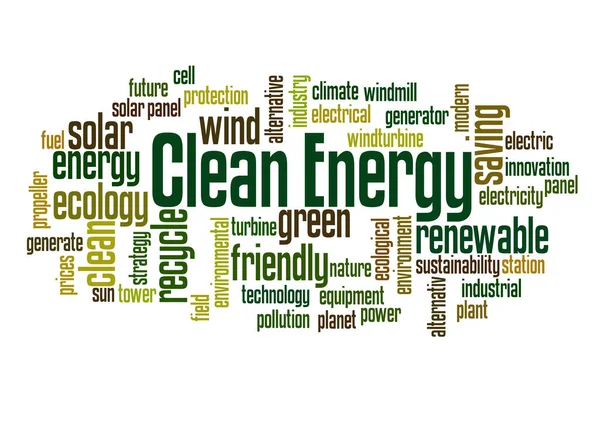Clean Energy Word Cloud Konzept — Stockfoto