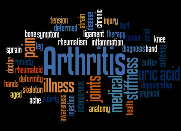 関節炎単語雲の概念黒の背景に — ストック写真