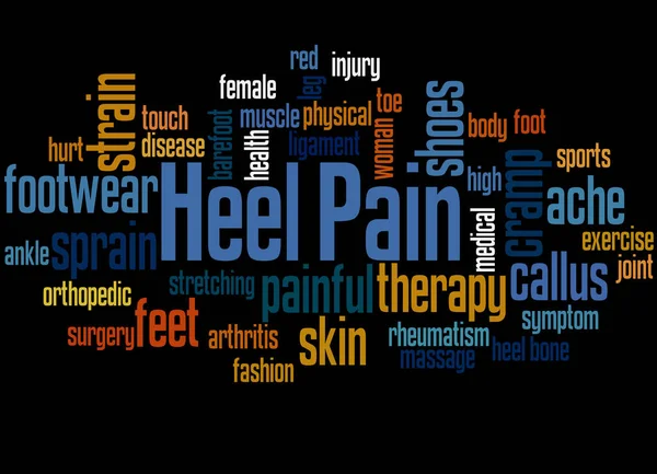 Heel Pain Concetto Nuvola Parole Sfondo Nero — Foto Stock