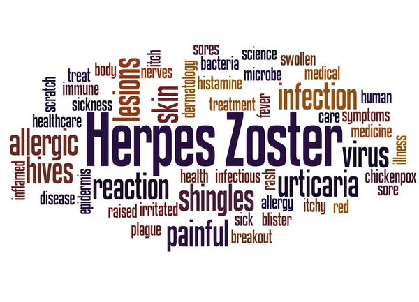 Herpes Zoster Word Cloud Concept White Background — Stock Photo, Image