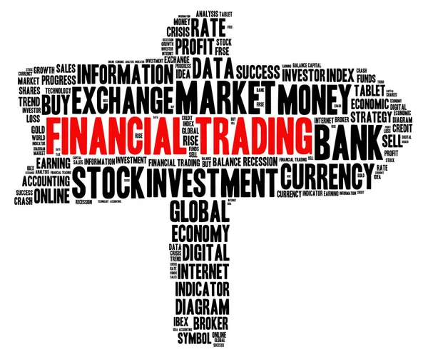 Indicatore Direzione Trading Finanziario Forma Parola Concetto Nube Sfondo Bianco — Foto Stock