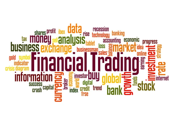Concepto Nube Palabras Trading Financiero Sobre Fondo Blanco —  Fotos de Stock
