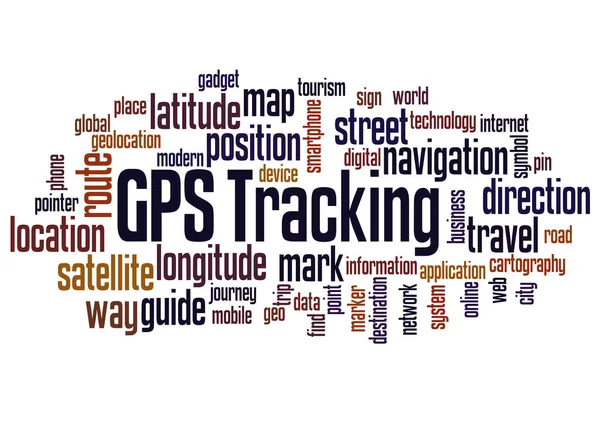 Gps Gps Tracking Word Cloud Concept White Background — 스톡 사진