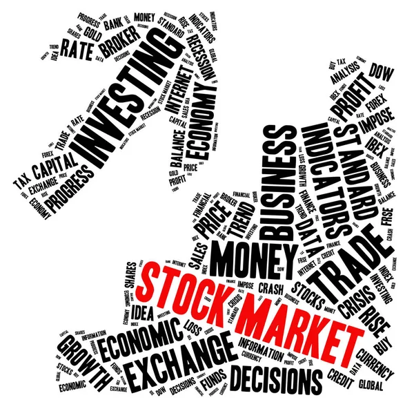 Aktiemarknaden Öka Ord Moln Koncept Vit Bakgrund — Stockfoto