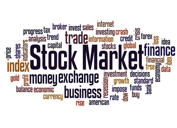 Aktiemarknaden Ord Moln Koncept Vit Bakgrund — Stockfoto