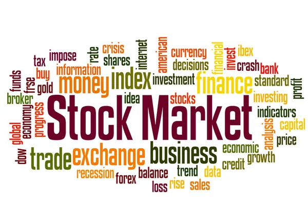 Aktiemarknaden Ord Moln Koncept Vit Bakgrund — Stockfoto