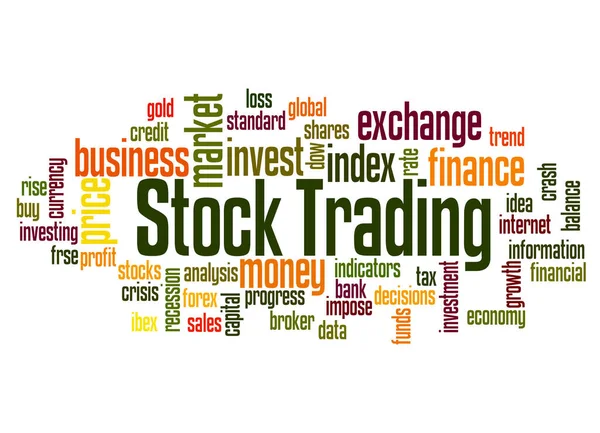 Stock Trading Word Cloud Concept White Background — Stock Photo, Image