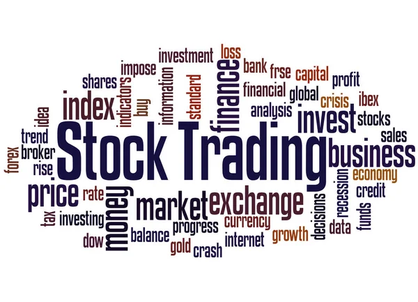 Aktie Handel Ord Moln Koncept Vit Bakgrund — Stockfoto