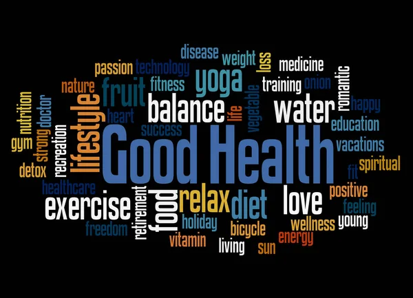 Good Health Word Cloud Concept Black Background — Stock Photo, Image