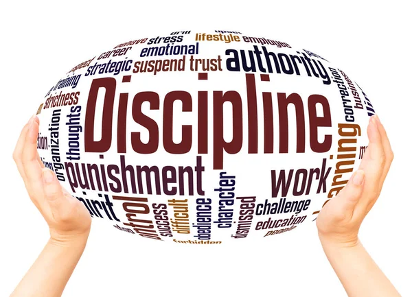 Discipline Word Hand Sphere Cloud Concept White Background — Stock Photo, Image