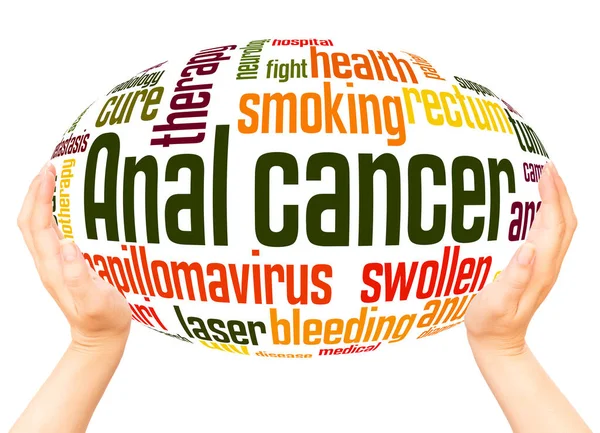 Anal Cancer Word Hand Sphere Cloud Concept White Background — Stock Photo, Image