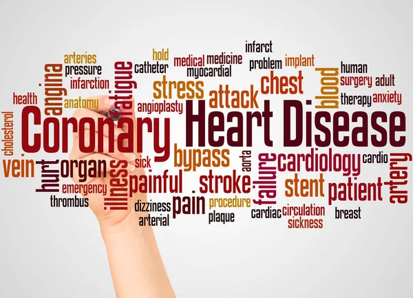 Coronary Heart Disease Word Cloud Hand Marker Concept White Background — Stock Photo, Image