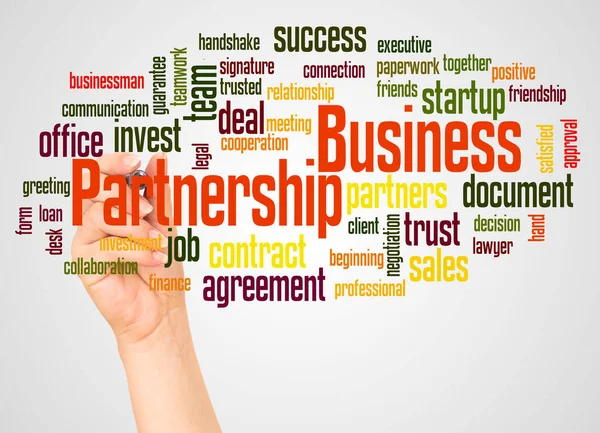 Business Partnership Word Cloud Hand Marker Concept White Background — Stock Photo, Image