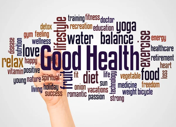 Good Health Word Cloud Hand Marker Concept White Background — Stock Photo, Image