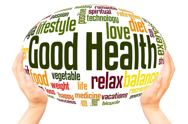 Good Health Woord Hand Bol Wolk Concept Witte Achtergrond — Stockfoto