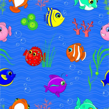 Çizgi film seamless modeli sualtı dünyası