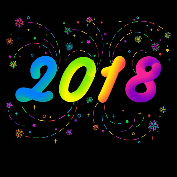Fond d'écran avec feux d'artifice et nouvelle année 2018 — Image vectorielle