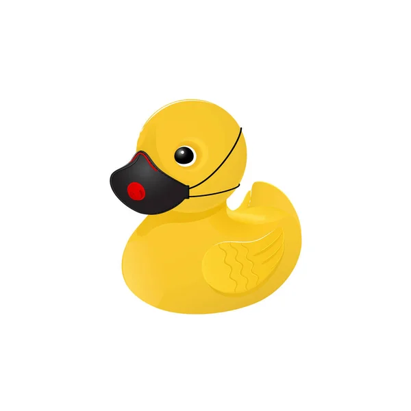 Jouet Canard Dans Masque Médical Concept Hygiène Protection Enfant Contre — Image vectorielle