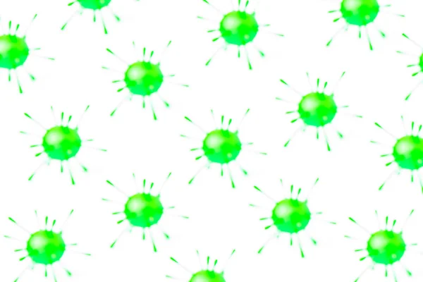Desfocar Modelos Verdes Molécula Coronavírus Fundo Branco Símbolo Vitória Sobre — Fotografia de Stock