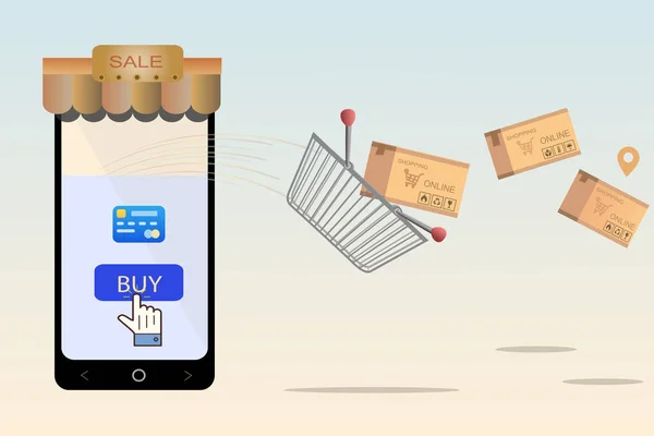 Shopping online and mobile shop concept idea — 스톡 벡터