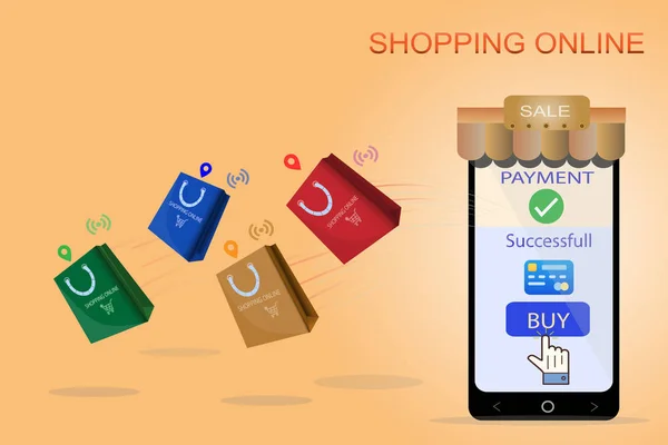 Shopping Online Mobile Shop Concept Idea — 스톡 벡터