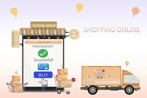 Вектор концепции онлайн-покупок — стоковый вектор