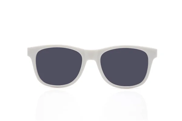 Vue Face Cool Lunettes Soleil Cadre Plastique Blanc Avec Lentille — Photo