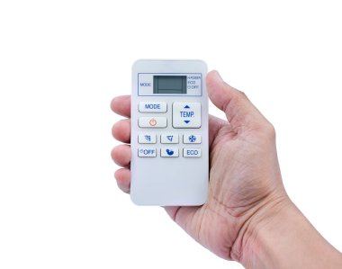 Klimanın uzaktan kumandası beyaz arka planda kırpma yolu ile izole edilmiş..