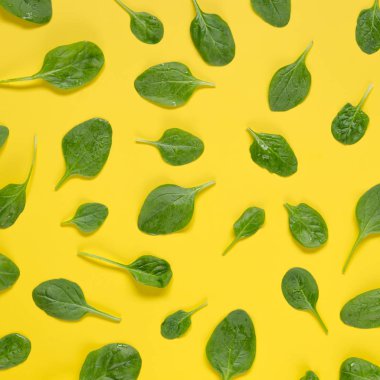 Ispanak desen Sarı zemin üzerine bırakır..