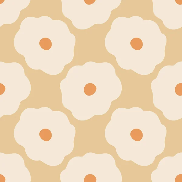 Retro Gänseblümchen Blumen nahtlose Muster. handgezeichneter einfacher Stil. Hintergrund: Sommer-Print — Stockvektor