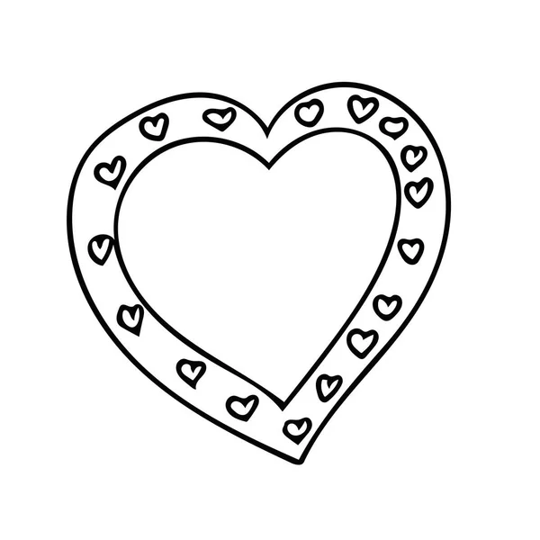 Herzförmiges Rahmen-Icon-Element. Handgezeichneter Doodle Liner einfachen Stil — Stockvektor