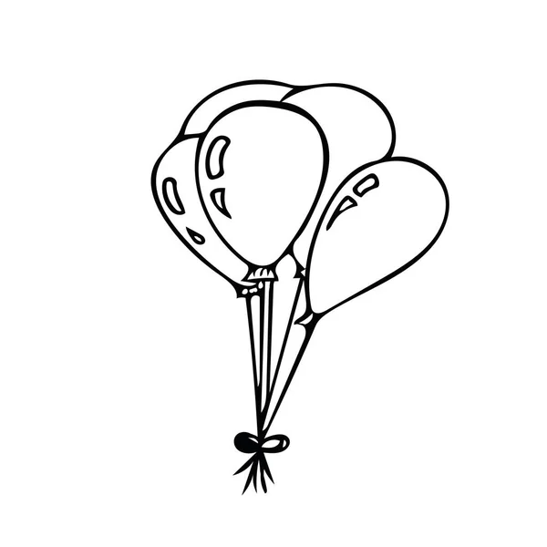 Ett gäng ballonger. handritad vektor illustration. Semester symbol födelsedag, årsdag, bröllop, baby dusch, fest. — Stock vektor