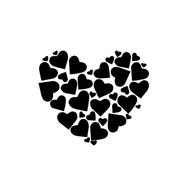 Vector silhouette of a heart collage of hearts element for design. postcard, poster — 스톡 벡터