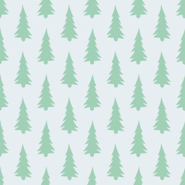 Noel ağaçları, basit İskandinav tarzıyla çizilmiş kusursuz desenli bir el..