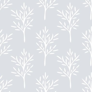 İskandinav tarzında çizilmiş yapraksız desenli bir dal..