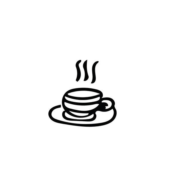 Кубок и блюдце в стиле ручной работы. горячий чай кофе скандинавские каракули стиле . — стоковый вектор