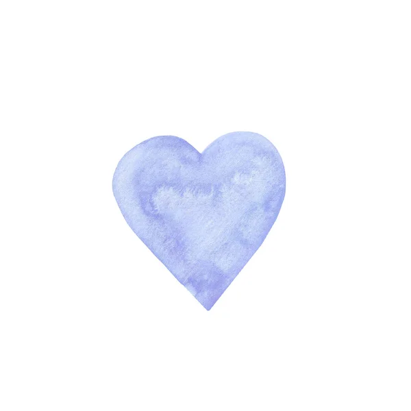 Υδατογραφία μπλε καρδιά απομονώνονται σε λευκό φόντο. Στοιχείο — Φωτογραφία Αρχείου