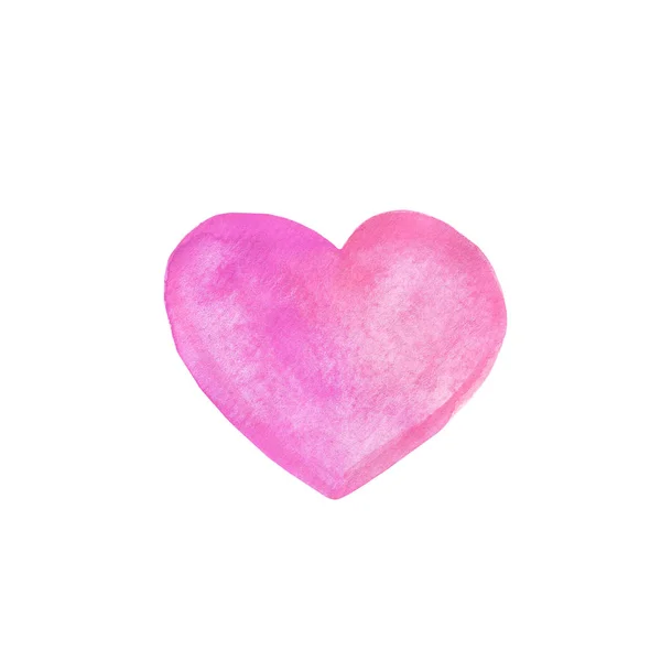 Watercolor pink heart isolated on a white background. Element — Stock Photo, Image