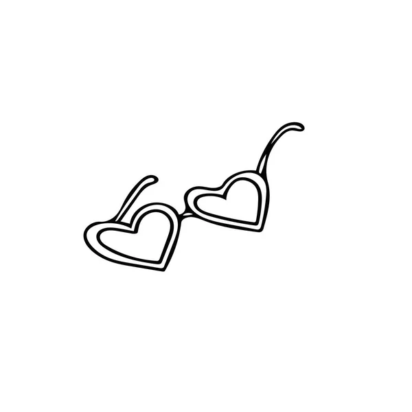 Heart shaped glasses hand drawn in doodle style. element for design — 스톡 벡터