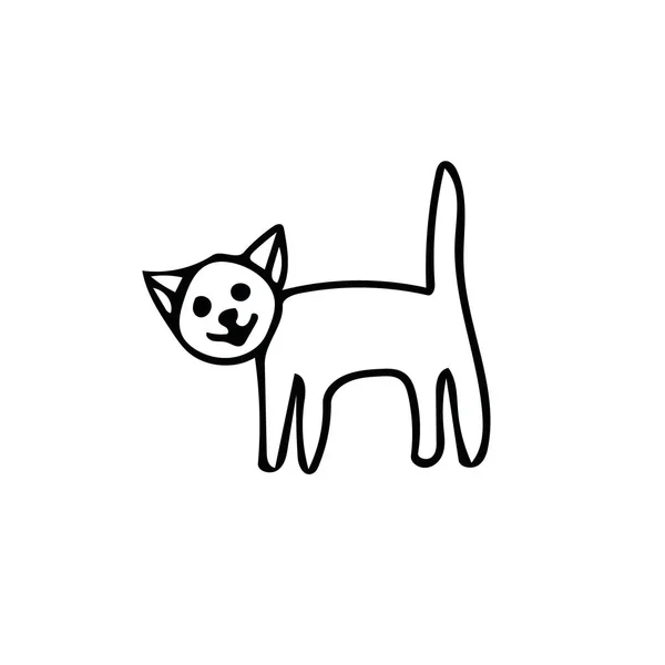 Cute rękę kota rysowane w stylu doodle. element projektu pocztówki — Wektor stockowy