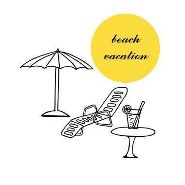 Plaj tatili konsepti çizilmiş el çizimi. kompozisyon