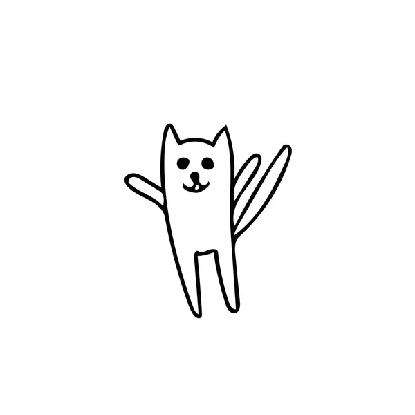 Aranyos macska kéz rajzolta firka stílusban. Képeslap tervezéséhez szükséges elem — Stock Vector