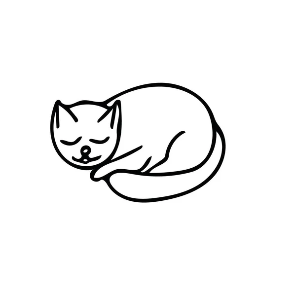 Söt katt hand dras i klotter stil. element för design vykort — Stock vektor