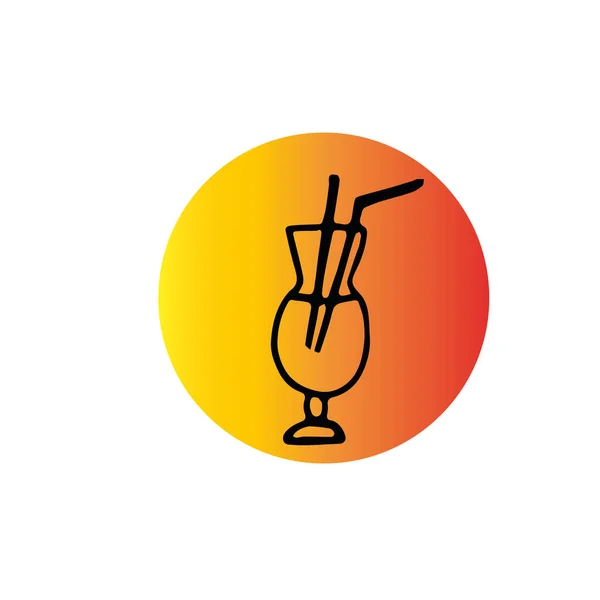 Cocktail tequila lever de soleil en cercle jaune et orange dessiné à la main dans le style doodle — Image vectorielle