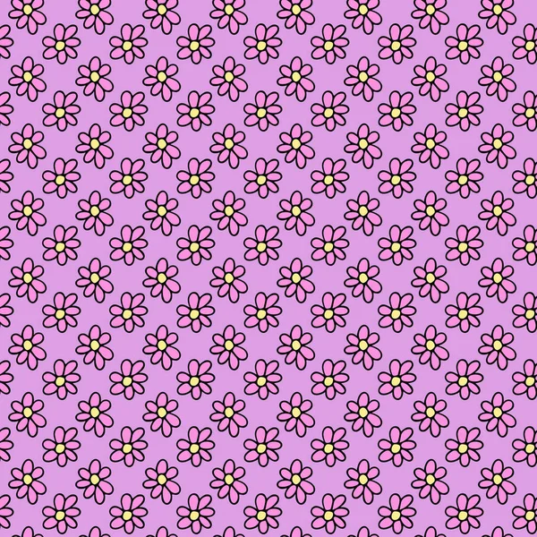 Blühende Gänseblümchen Blumen nahtlose Muster von Hand im Doodle-Stil gezeichnet — Stockfoto
